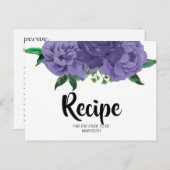 フローラバイオレットパープルブライダルシャワーレシピはがき ポストカード (正面/裏面)