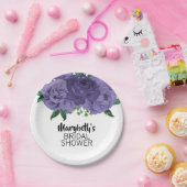 フローラバイオレットパープルブライダルシャワー紙プレート ペーパープレート (パーティー)