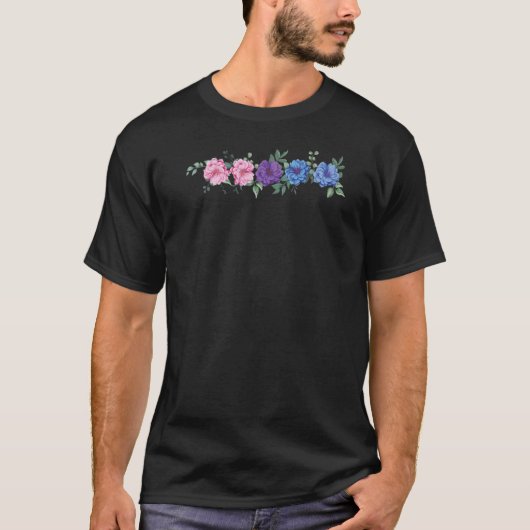 フローラバイセクシャルプライドボホLGBTかわいいLGBTQの花 Tシャツ (正面)