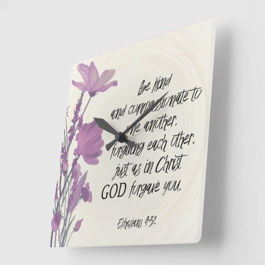 フローラバイブル聖句スクエアウォールクロック スクエア壁時計 (傾斜)