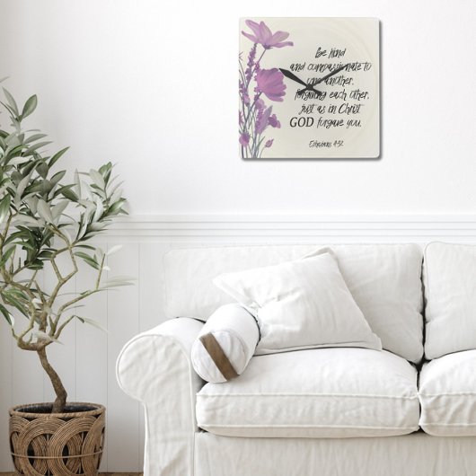 フローラバイブル聖句スクエアウォールクロック スクエア壁時計