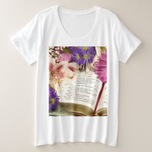 フローラバイブル聖句プラス大キリスト教Tシャツ プラスサイズTシャツ