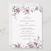 フローラバエレガントルガンディメルロヴィンテージウェディング 招待状 (正面)