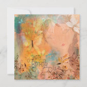 フローラバタフライお洒落ガールハッピーバースデー カード (正面)