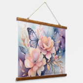 フローラバタフライウィムシーウォーターカラーアート 吊り下げ型タペストリー (傾斜あり)