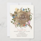 フローラバタフライウッドスタンプベビーシャワー招待状 招待状 (正面)