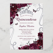 フローラバタフライエレガントブルゴーニュキンセアニェラ 箔招待状 (正面)