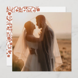 フローラバタフライガーデンテラコッタスクエアフォト サンキューカード