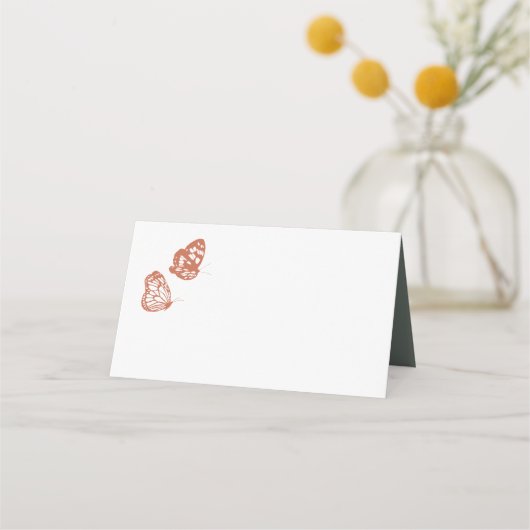 フローラバタフライガーデンテラコッタセージ結婚ズ プレイスカード (正面)