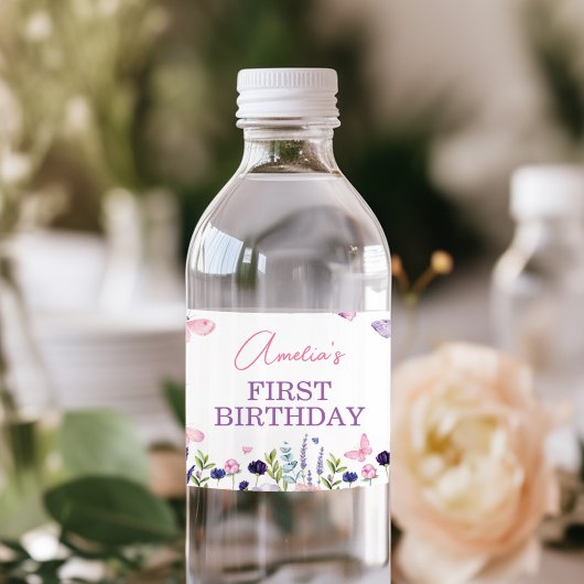 フローラバタフライガーデンバースデーパーティーウォーターボトル ペットボトルラベル