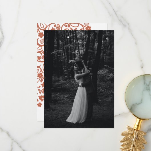 フローラバタフライガーデン結婚テラコッタの写真 サンキューカード (正面/裏面インサイチュ)