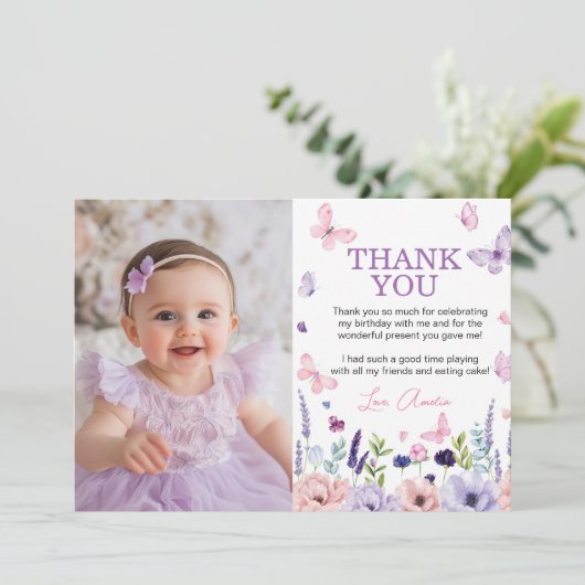 フローラバタフライガーデン誕生日パーティーフォト サンキューカード (スタンド正面)