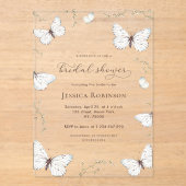 フローラバタフライガーデン透明ブライダルシャワー アクリル招待状 (正面)