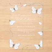 フローラバタフライガーデン透明ブライダルシャワー アクリル招待状 (正面)