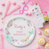 フローラバタフライガール誕生日紙プレート ペーパープレート (パーティー)