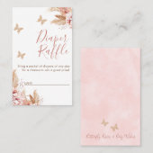 フローラバタフライキスベビーシャワーおむつラッフル 名刺 (正面/裏面)