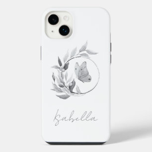 フローラバタフライシンプルモノクロスタイリッシュ名 iPhone 14 PLUSケース