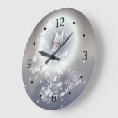 フローラバタフライダスティブルー |ファンタジー ラージ壁時計 (傾斜)