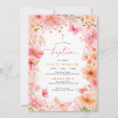 フローラバタフライバプティスピンクオレンジガール 招待状 (正面)