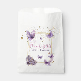 フローラバタフライパープルガーリーベビーシャワーパーティー フェイバーバッグ