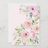 フローラバタフライピンクガール赤ちゃんシャワー 招待状 (裏面)