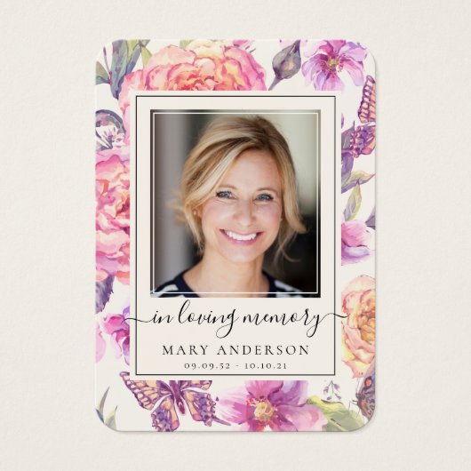 フローラバタフライフォトメモリアル祈りの言葉カード (正面)