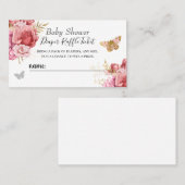 フローラバタフライベビーシャワーおむつラッフルチケット 名刺 (正面/裏面)