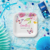 フローラバタフライベビーシャワー使い捨て ペーパープレート (パーティー)