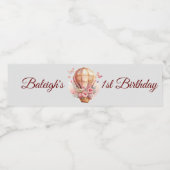 フローラバタフライホットエアバルーン誕生日 ペットボトルラベル (シングルラベル)