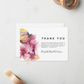 フローラバタフライ悔やみや弔慰葬儀サンキュー ノートカード (正面/裏面インサイチュ)