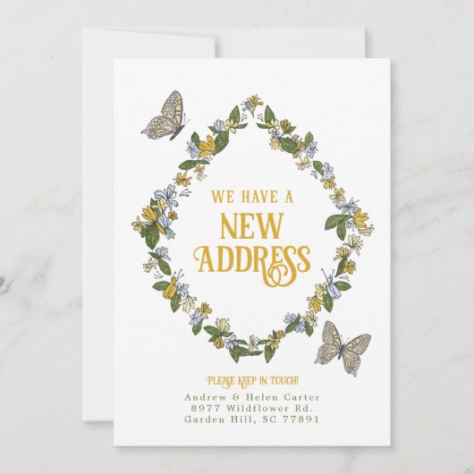 フローラバタフライ新住所アナウンスメントカード 案内状 (正面)
