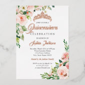 フローラバタフライ赤面ピンクローズ金ゴールドキンセアニェラ 箔招待状 (正面)