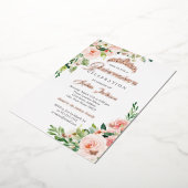 フローラバタフライ赤面ピンクローズ金ゴールドキンセアニェラ 箔招待状 (回転した状態)