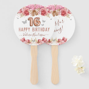 フローラバターフライズピンクハッピー16誕生日ハンドF ハンドファン
