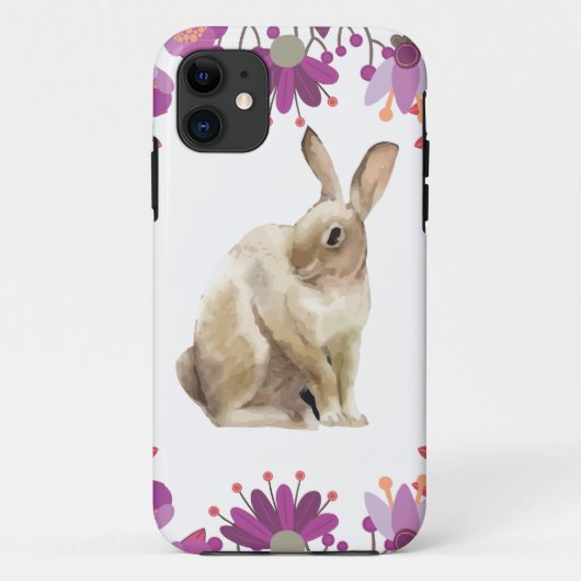 フローラバックグラウンドイースターバニーデザイン Case-Mate iPhoneケース (裏面)