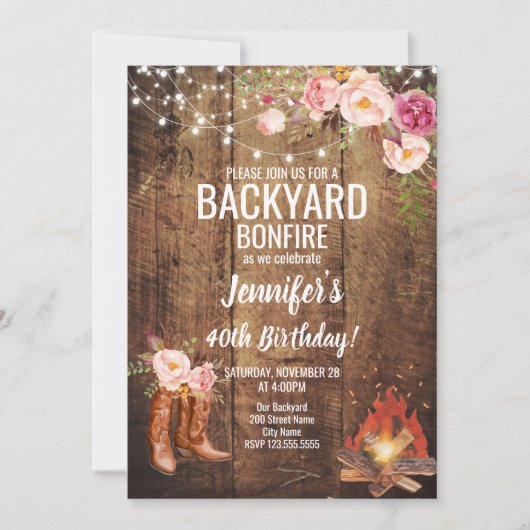 フローラバックヤード焚き火バースデーパーティー 招待状 (正面)