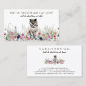 フローラバック・ブリティッシュ・ショートヘアかわいい猫 名刺 (正面/裏面)