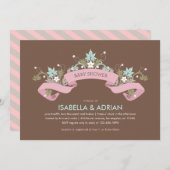 フローラバナーガールベビーシャワー招待状 招待状 (正面/裏面)