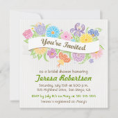フローラバナーブライダルシャワーの招待 招待状 (正面)