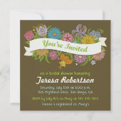 フローラバナーブライダルシャワーの招待 招待状 (正面)