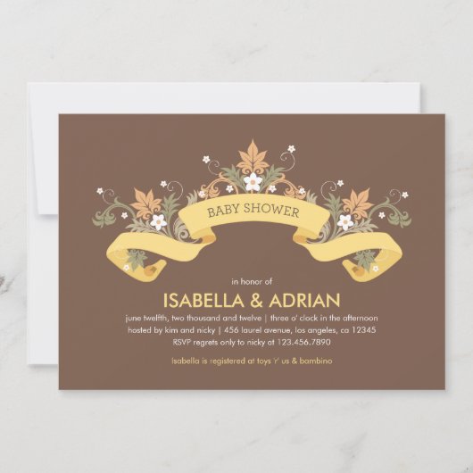 フローラバナーベビーシャワー招待状 招待状 (正面)