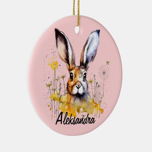 フローラバニーと黄色のタンポポ セラミックオーナメント (右)