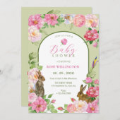フローラバニーの赤ちゃんシャワー 招待状 (正面/裏面)