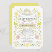 フローラバニーイエローガール赤ちゃんシャワーbyメール 招待状 (正面/裏面)