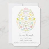 フローラバニーイースターエッググリーンイースターブランチ 招待状 (正面)