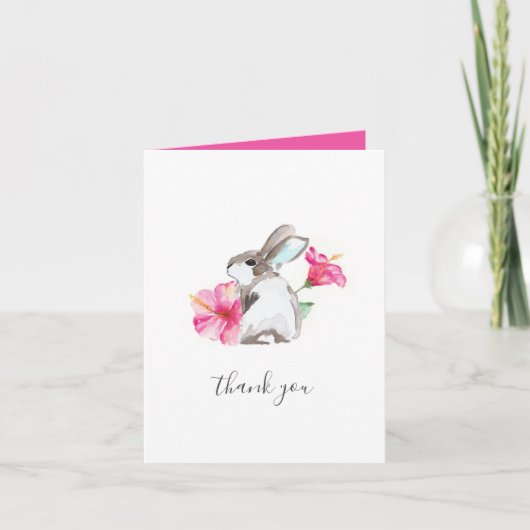 フローラバニーウォーターカラーサンキューカード シーズンカード (正面)