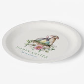 フローラバニーエッグハッピーイースター紙プレート ペーパープレート (アングル)