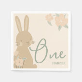 フローラバニーガール春1st誕生日パーティー スタンダードカクテルナプキン (正面)