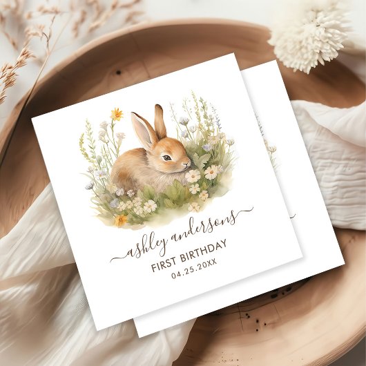 フローラバニーガール春1st誕生日 スタンダードカクテルナプキン