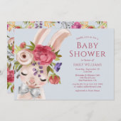 フローラバニーラビットウォーターカラーかわいい赤ちゃんシャワー 招待状 (正面/裏面)